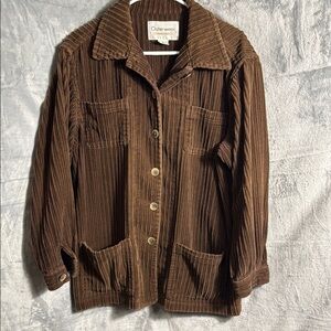 Brown Corduroy Jacket women's size medium oversized 100% cotton button down